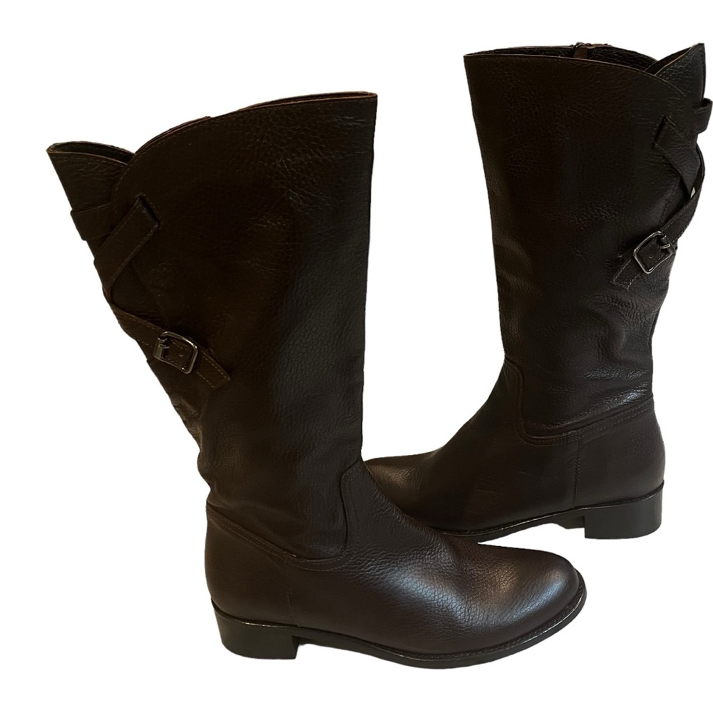 NWOT, Sesto Meucci Brown Pebbled Leather Riding Boots, Sz EU 37 - Picture 2 of 15